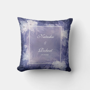 Weiße Florale Violette Blaue Marmorierte Flüssige  Kissen