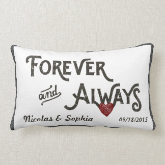 Weiße Forever Always Herz Personalisierte Hochzeit Lendenkissen