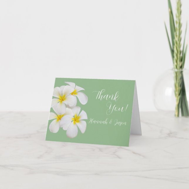 Weiße Frangipani-Blume, auf Sendung, Hochzeit Dankeskarte (Vorderseite)