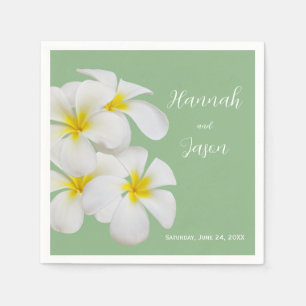 Weiße Frangipani-Blume, auf Sendung, Hochzeit Serviette