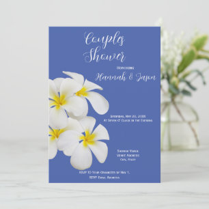 Weiße Frangipani-Blume, blau, Paardusche Einladung
