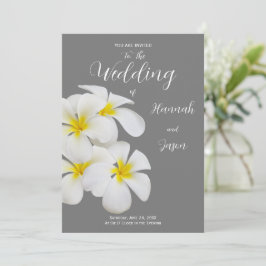 Weiße Frangipani-Blume, mittelgrau, Hochzeit Einladung
