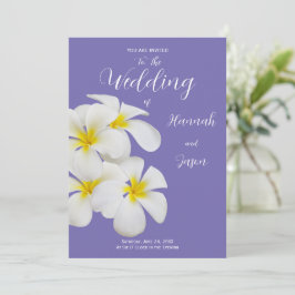Weiße Frangipani-Blume, Periwinkle, Hochzeit Einladung