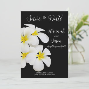 Weiße Frangipani-Blume, tropisch, Save the Date Einladung