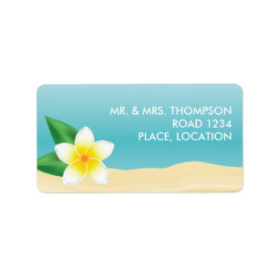 Weiße Frangipani-Tropenstrandhochzeit Adressaufkleber