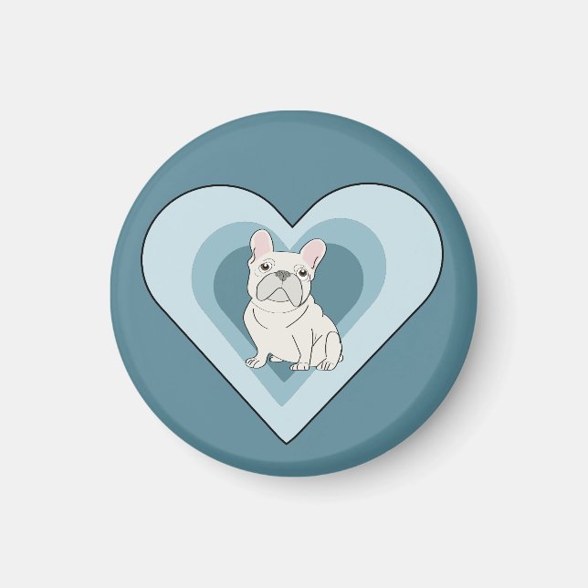 Weiße Französische Bulldogge Magnet (Vorne)