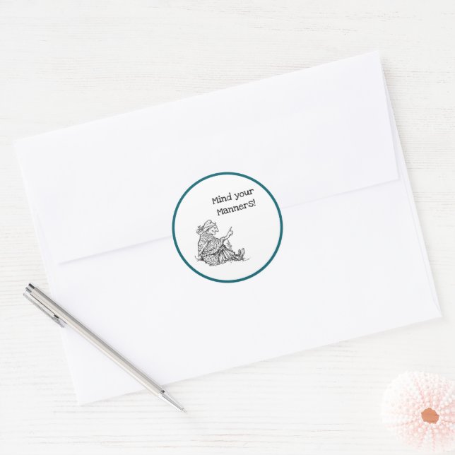 Weiße Frau Großmutter Ratgeber Cartoon Runder Aufkleber (Umschlag)