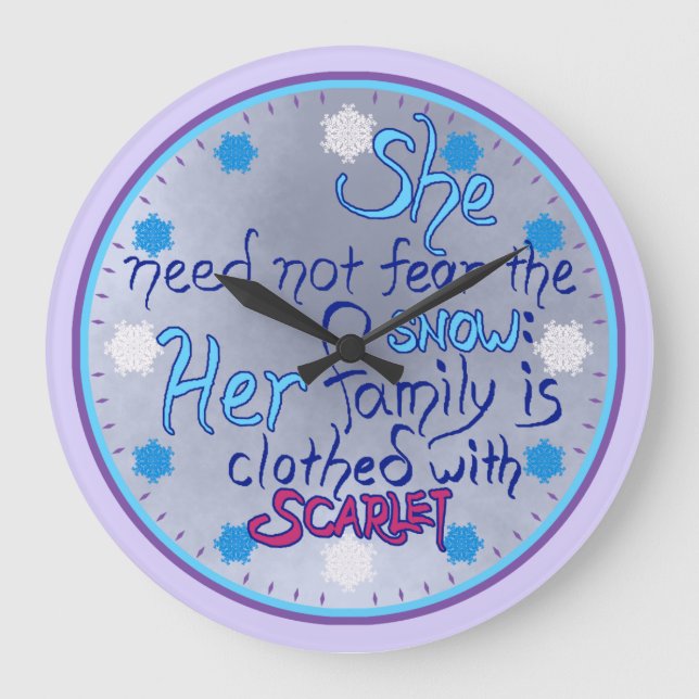 Weiße Frau im Winter Große Wanduhr (Vorderseite)