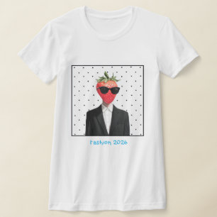 weiße Frauen-T-Shirt mit schwarzen Punkten T-Shirt