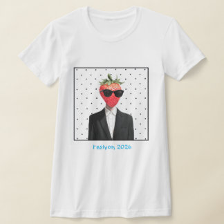 weiße Frauen-T-Shirt mit schwarzen Punkten T-Shirt