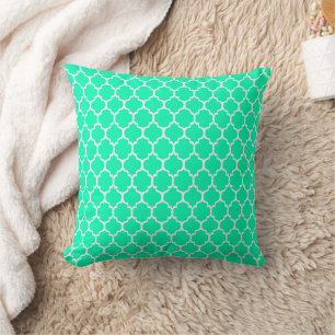 Weiße Frühlingsgrüne Quatrefoil Kissen