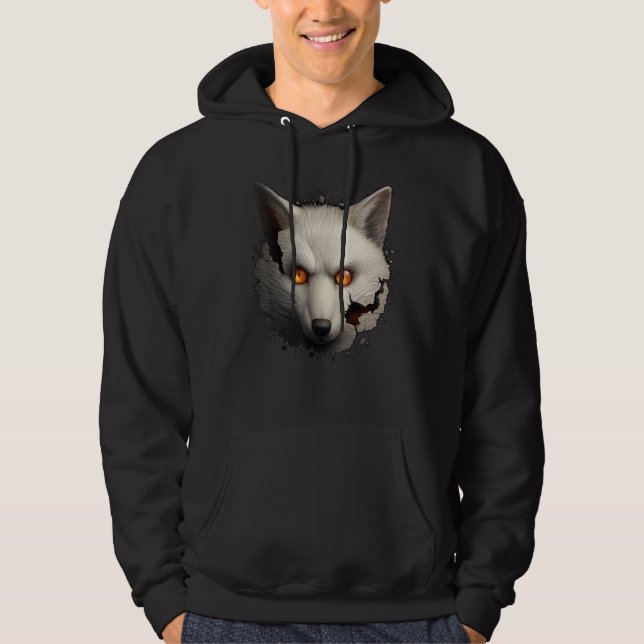 Weiße Fuchs-Fantasie-Kunst  Tier Fuchs Hoodie (Vorderseite)
