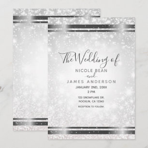 Weiße Funkel Elegante Winter-Wunderland-Hochzeit Einladung