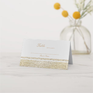 Weiße & funkelnde Gold Glam Chic Party-Tischnummer Platzkarte