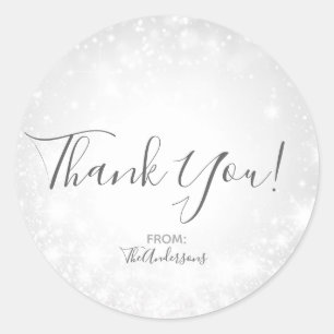 Weiße Funken Elegante Winter Wonderland Hochzeit Runder Aufkleber