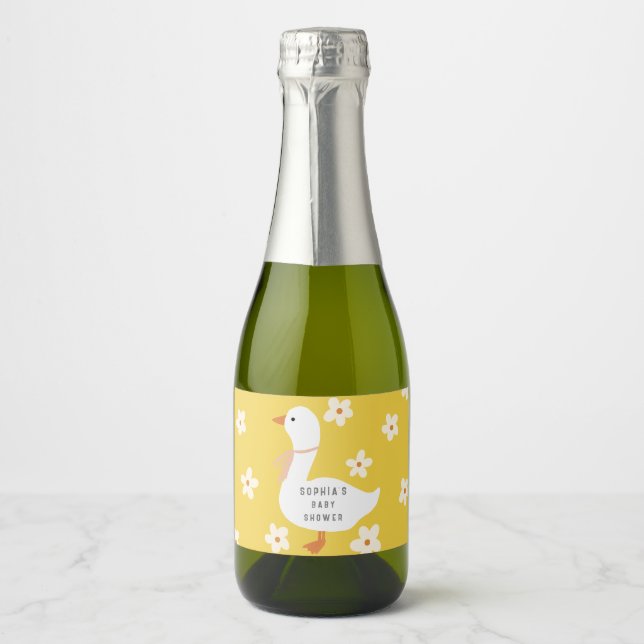 Weiße Gans und Gänseblümchen Babyparty (Vorderseite)