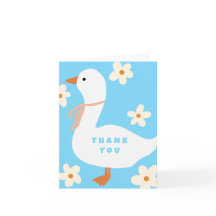 Weiße Gans und Gänseblümchen Danke Blau