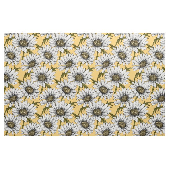 Weiße Gänse, wilde Blume auf Gelb Stoff (Fat Quarter (45,7 x 55,9 cm))