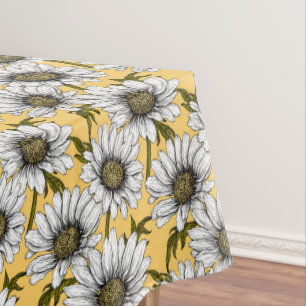 Weiße Gänse, wilde Blume auf Gelb Tischdecke
