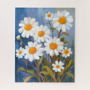 Weiße Gänseblümchen Aquarell Blumen Gemalt Puzzle