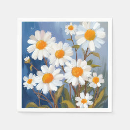Weiße Gänseblümchen Aquarell Blumen Gemalt Serviette