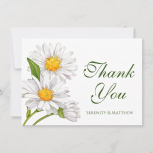 Weiße Gänseblümchen Aquarell Sommer Blumen Dankesc Dankeskarte