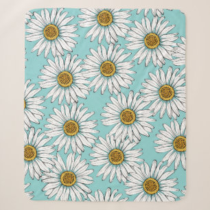 Weiße Gänseblümchen auf blauem vintage nahtlosem M Sherpadecke