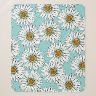 Weiße Gänseblümchen auf blauem vintage nahtlosem M Sherpadecke