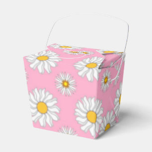 Weiße Gänseblümchen auf Hot-Pink-Geschenkbox Geschenkschachtel
