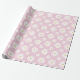 Weiße Gänseblümchen auf Rosa Geschenkpapier