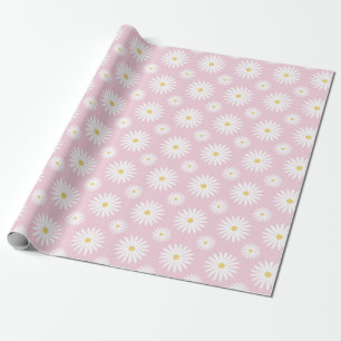 Weiße Gänseblümchen auf Rosa Geschenkpapier