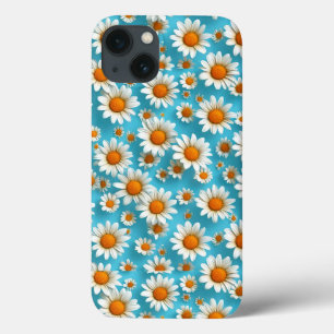Weiße Gänseblümchen Blaue elegante Blumengestaltun Case-Mate iPhone Hülle