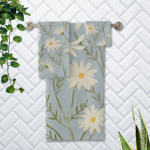 Weiße Gänseblümchen-Blumen Floral Badhandtuch Set