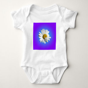 Weiße Gänseblümchen-Blumenflorale lila blaue Abstu Baby Strampler