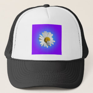 Weiße Gänseblümchen-Blumenflorale lila blaue Abstu Truckerkappe
