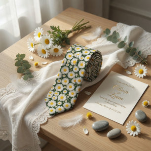 Weiße Gänseblümchen Blumenhochzeit Krawatte