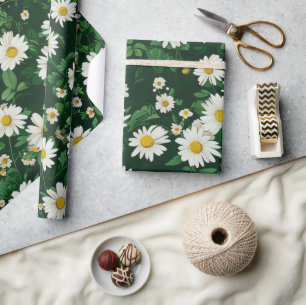 Weiße Gänseblümchen Ditsy Floral 60er 70er Hippie Geschenkpapier