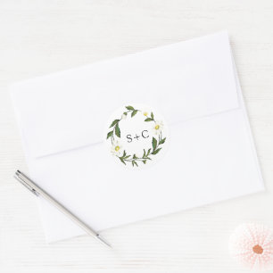 Weiße Gänseblümchen Florale Rustikale Hochzeit Runder Aufkleber