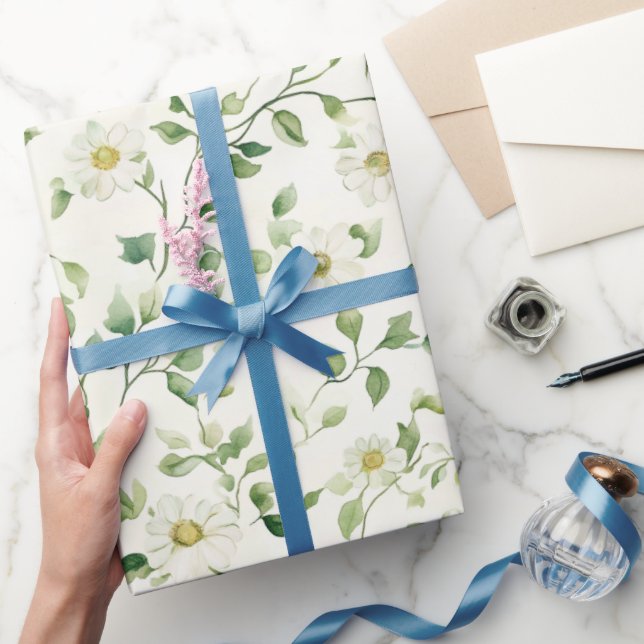 Weiße Gänseblümchen Geburtstag Geschenkpapier (Schenken)