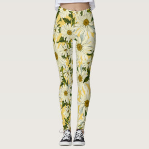 Weiße Gänseblümchen Margerite Gelb Hell Freundlich Leggings