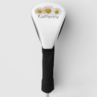 Weiße Gänseblümchen mit individuellem Namen Golf Headcover