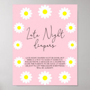 Weiße Gänseblümchen \ Späte Nacht Windeln Spiel Poster