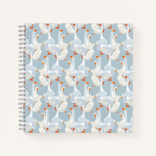 Weiße Gänsemuster Notizbuch