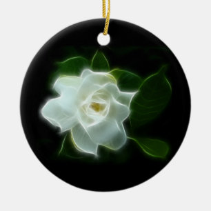 Weiße Gardenia-Blumen-Pflanze Keramikornament