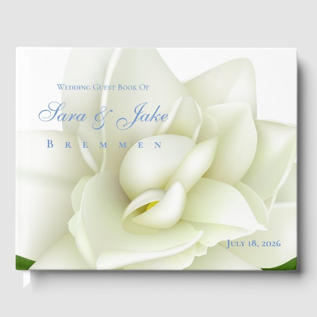 Weiße Gardenien-Hochzeit Gästebuch (Vorderseite)