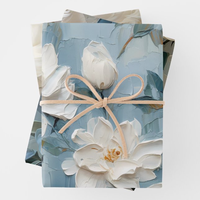 Weiße Gardenienblüten  Geschenkpapier Set (Beispiel)
