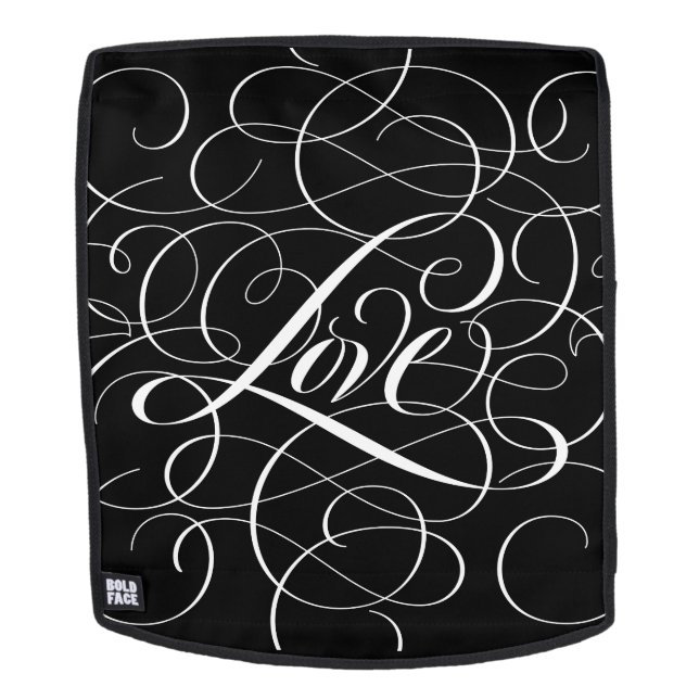 Weiße Geblüht Liebe Kalligrafie Script Letting Rucksack (Abnehmbare Front)
