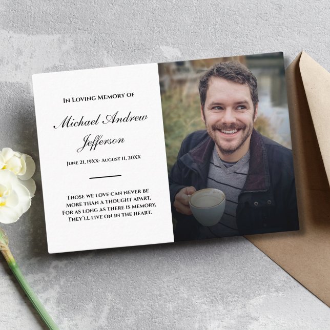 Weiße Gedenkkarte mit Beerdigung des Fotos Visitenkarte (Photo Memorial Card)