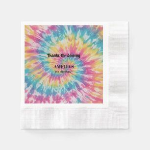 Weiße Gefärbte Krawatte Rainbow Happy Birthday Pap Serviette