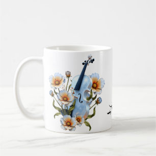 Weiße Geige mit Blume - Elegante Musik und Natur Kaffeetasse